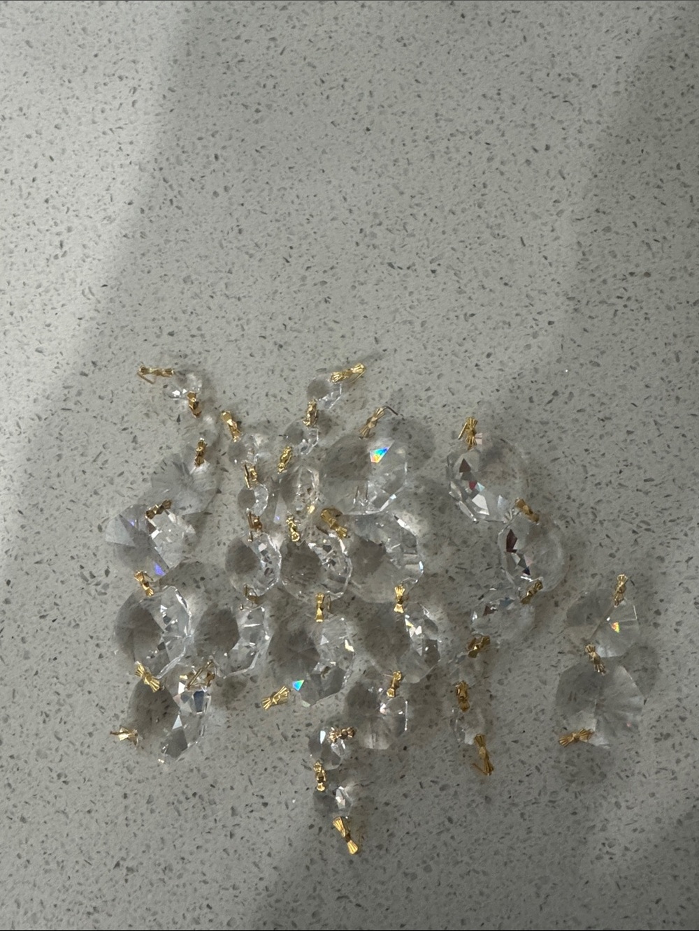 Crystal Drop with Gold Accents - Clear